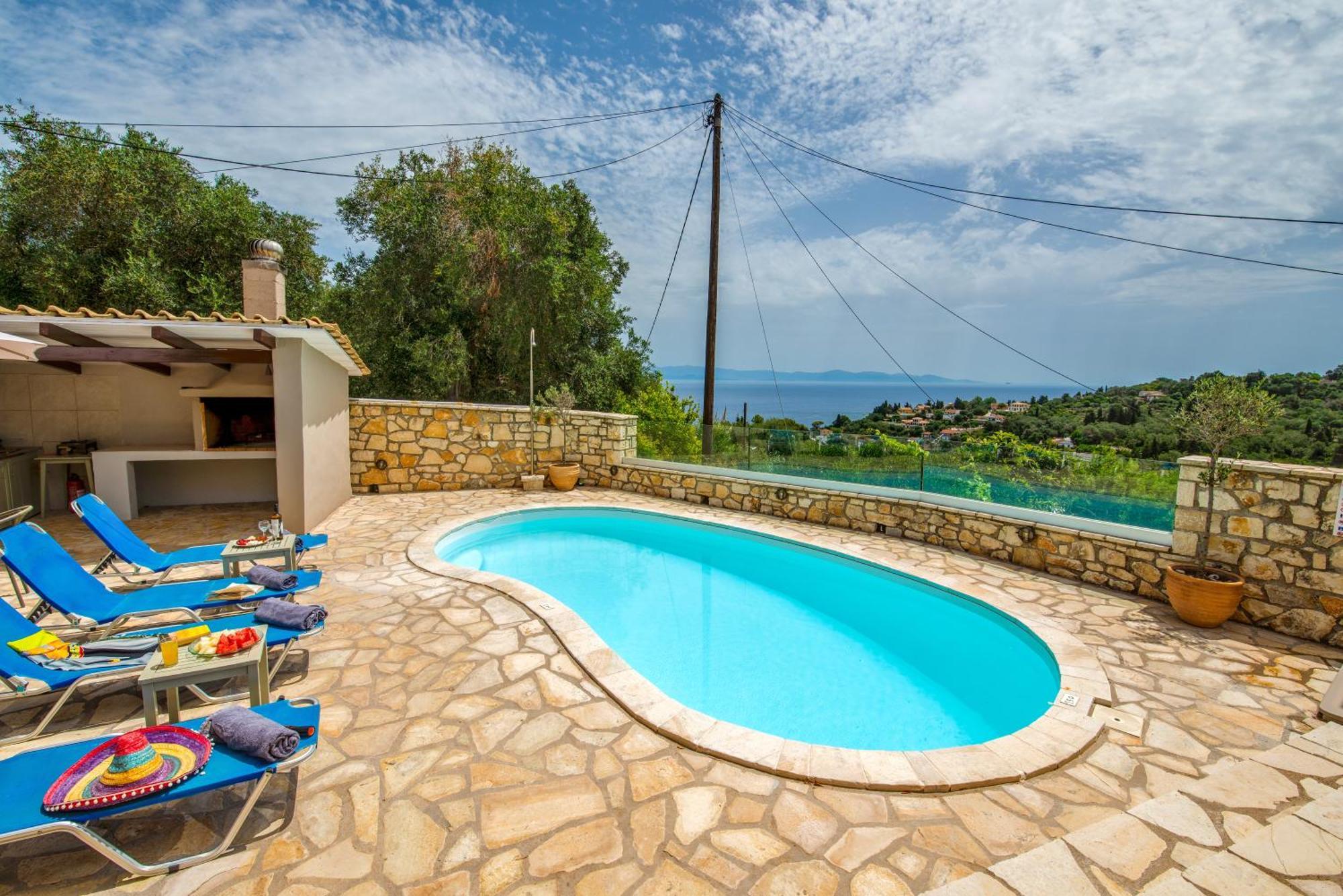 Loggos Seaview Cottage With Private Pool By Konnect Longos  Exterior photo